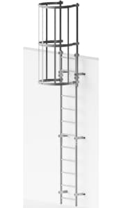 Drabina z koszem ochronnym