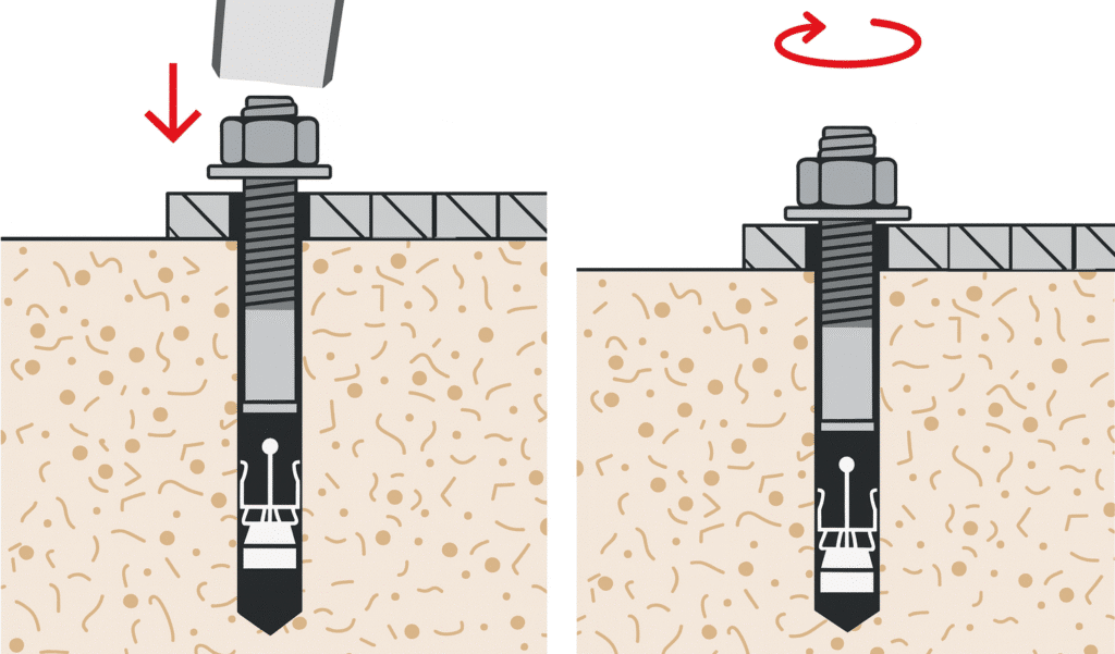 Montaż kotwy mechanicznej do betonu punkt kotwiczący