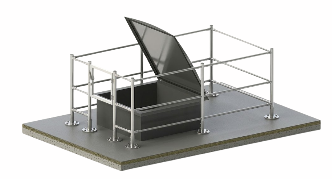 Barierki przy świetlikach mocowane